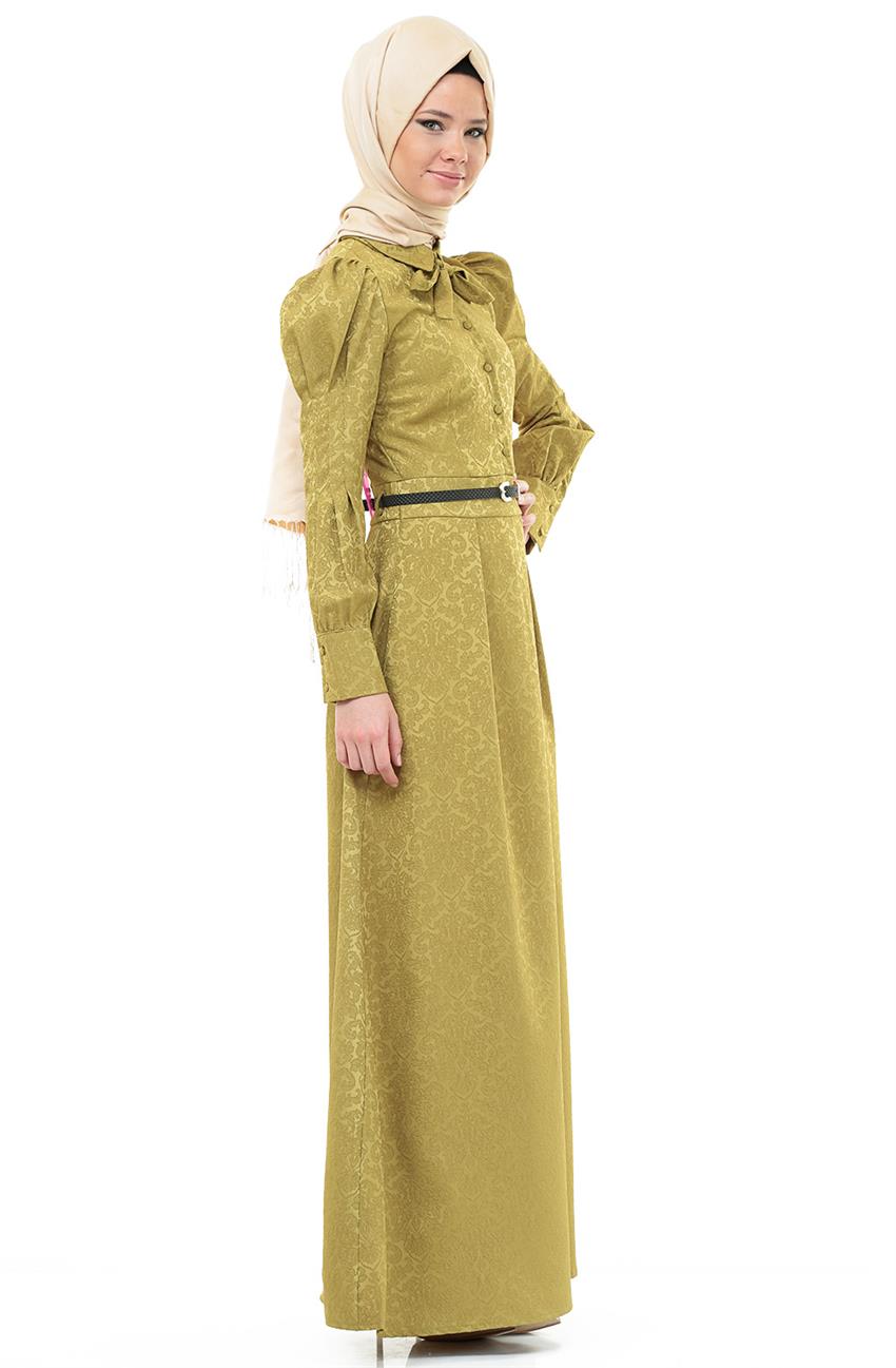 Jakarlı Elbise-Fıstık Yeşil 324464-23