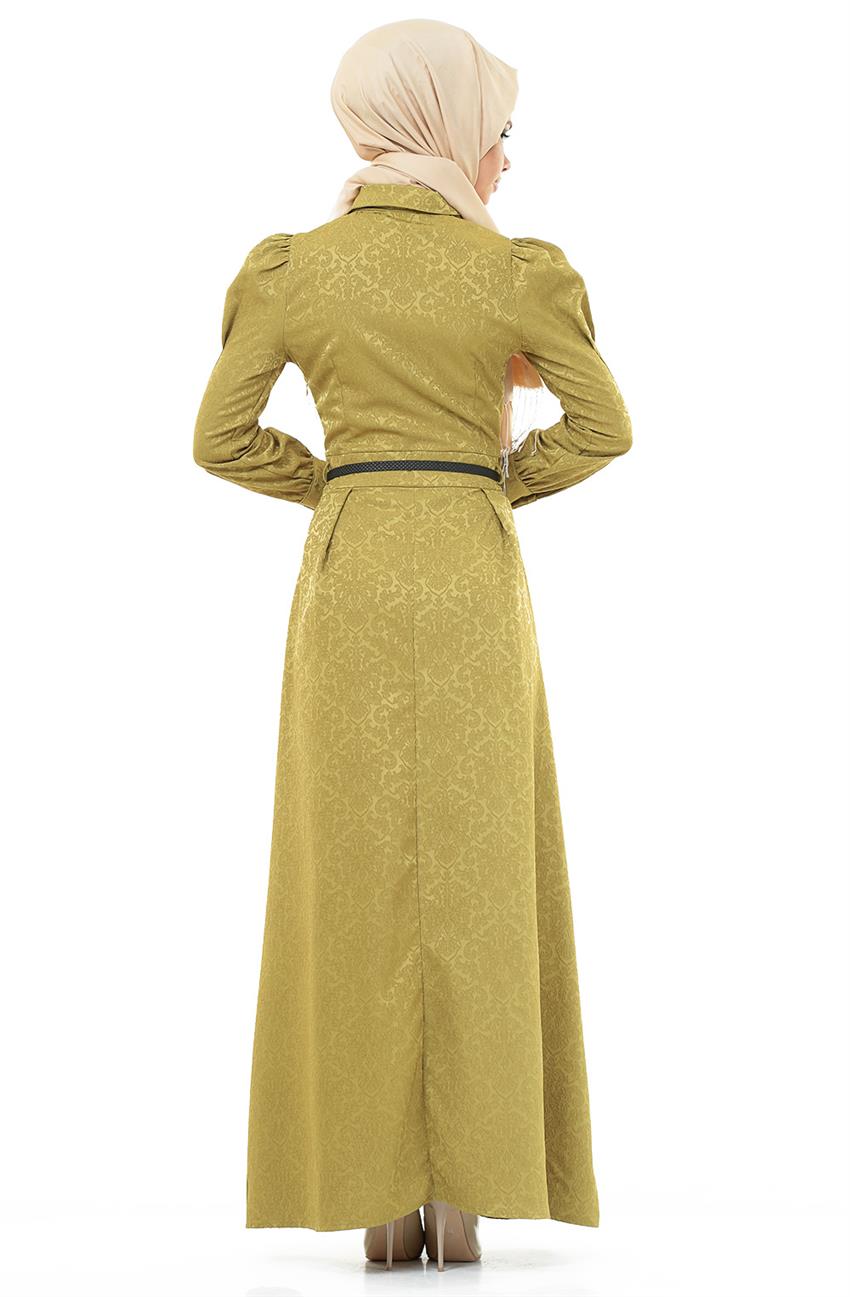 Jakarlı Elbise-Fıstık Yeşil 324464-23