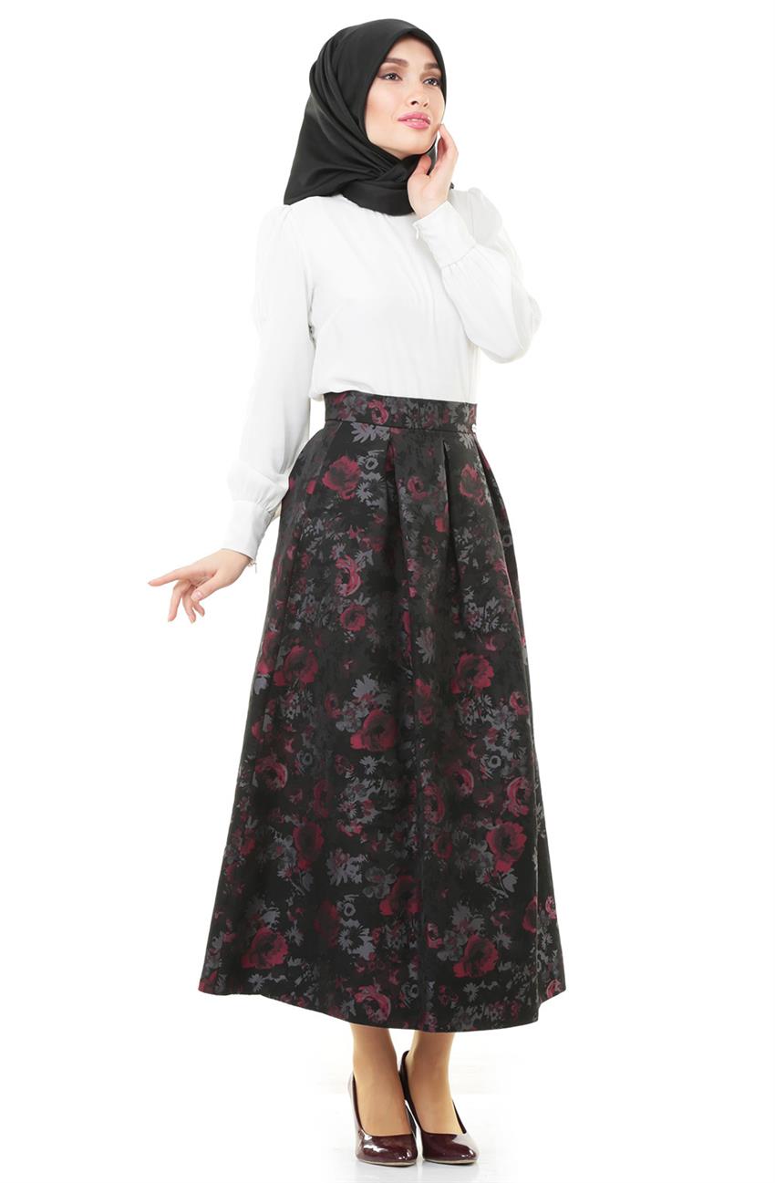 Skirt-Black Claret Red 1025-0167