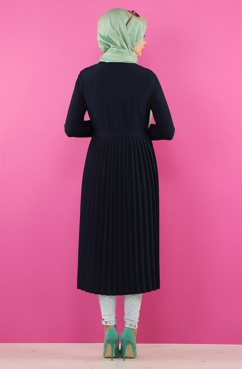 Plisoley Detaylı Lacivert Elbise ARM828-17