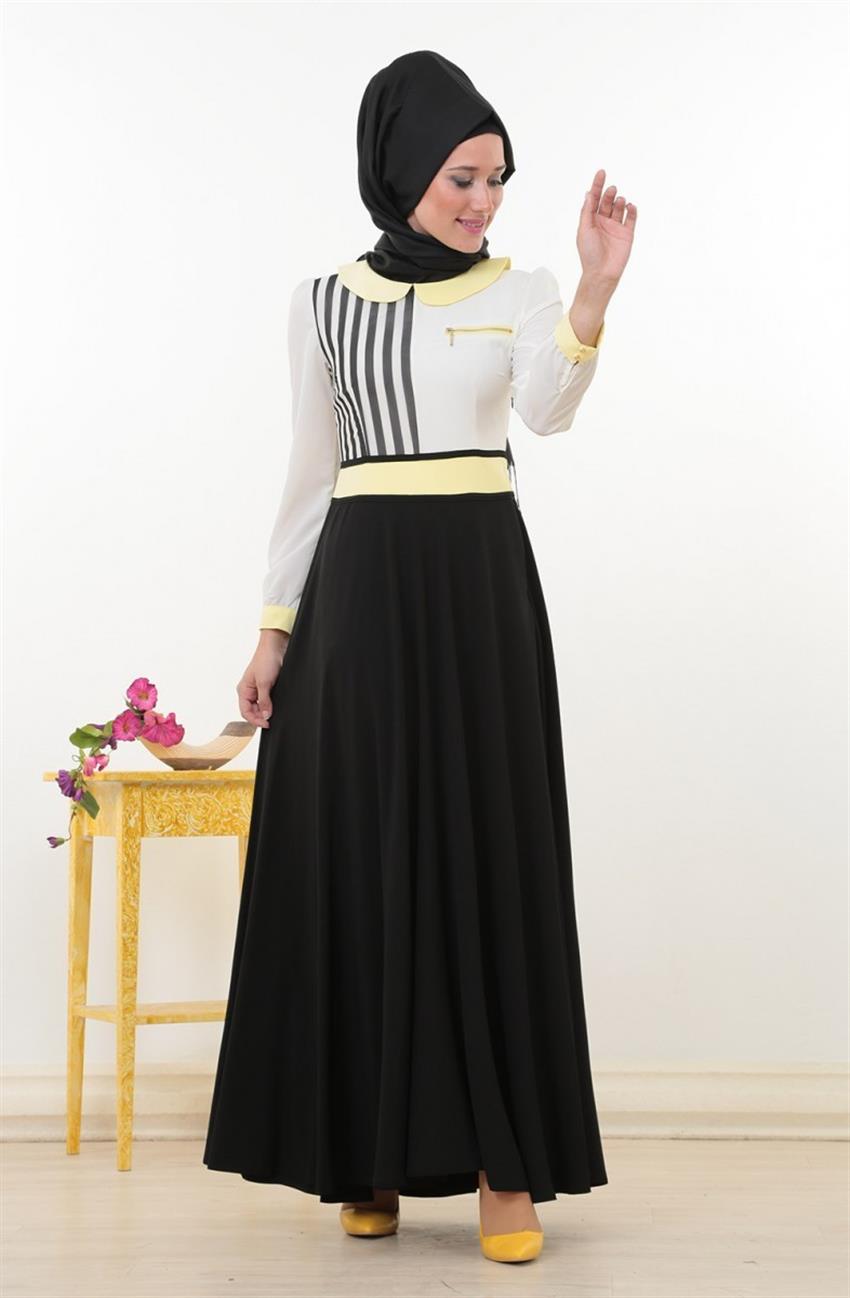 فستان-أسود أصفر ar-4483-066-0129