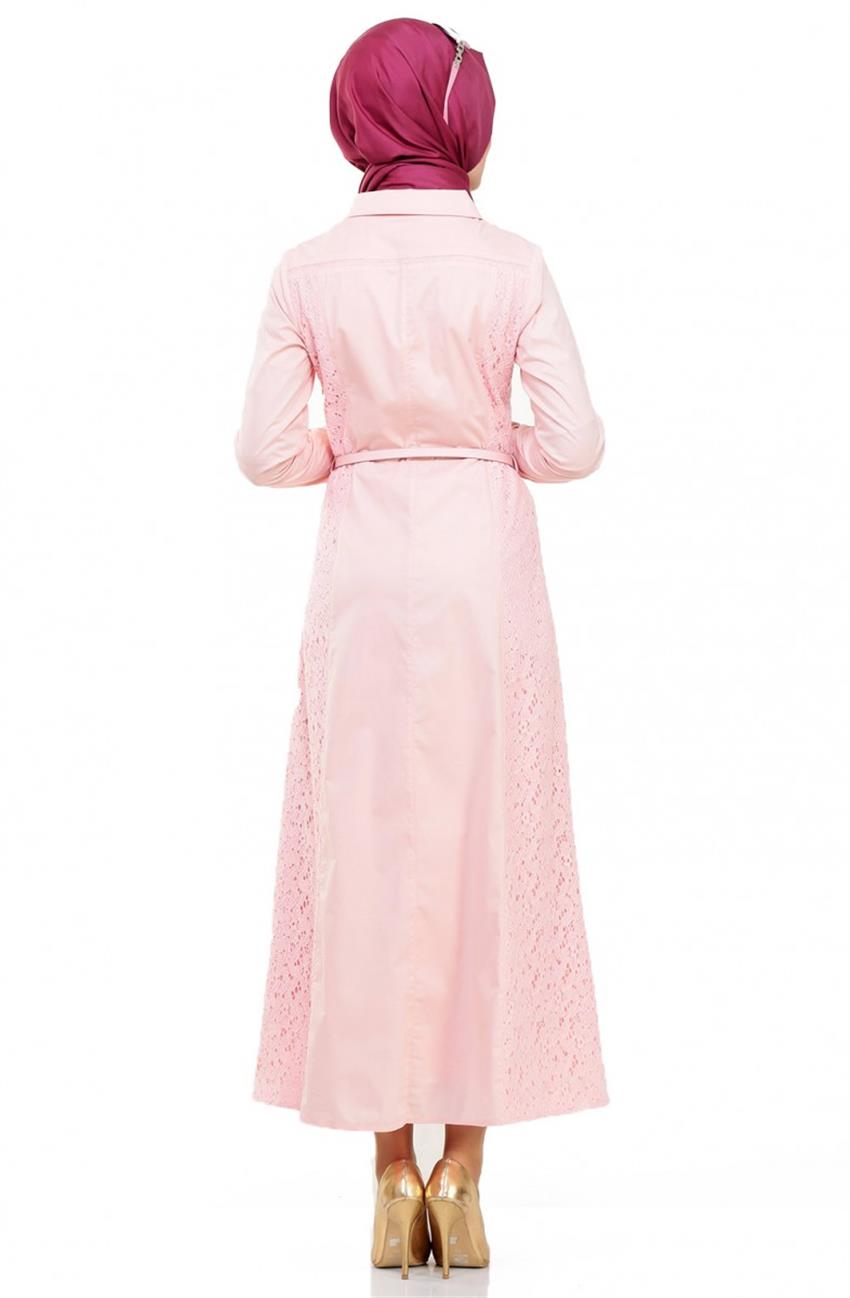 Dantel Detaylı Elbise-Baby Pink KA-B5-23068-109