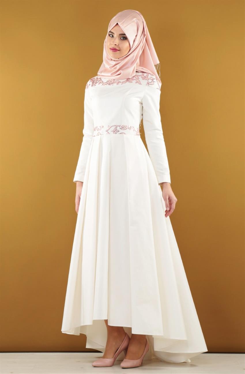فستان سهرة فستان-أبيض لون البودرة KA-B5-23073-3532