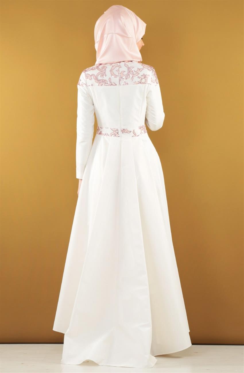 فستان سهرة فستان-أبيض لون البودرة KA-B5-23073-3532