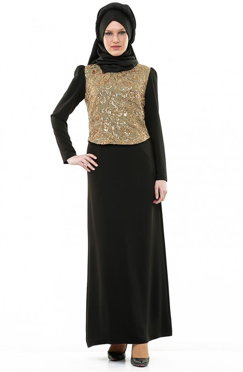 Evening Dress Dress-Black Gold 4558-231-0193