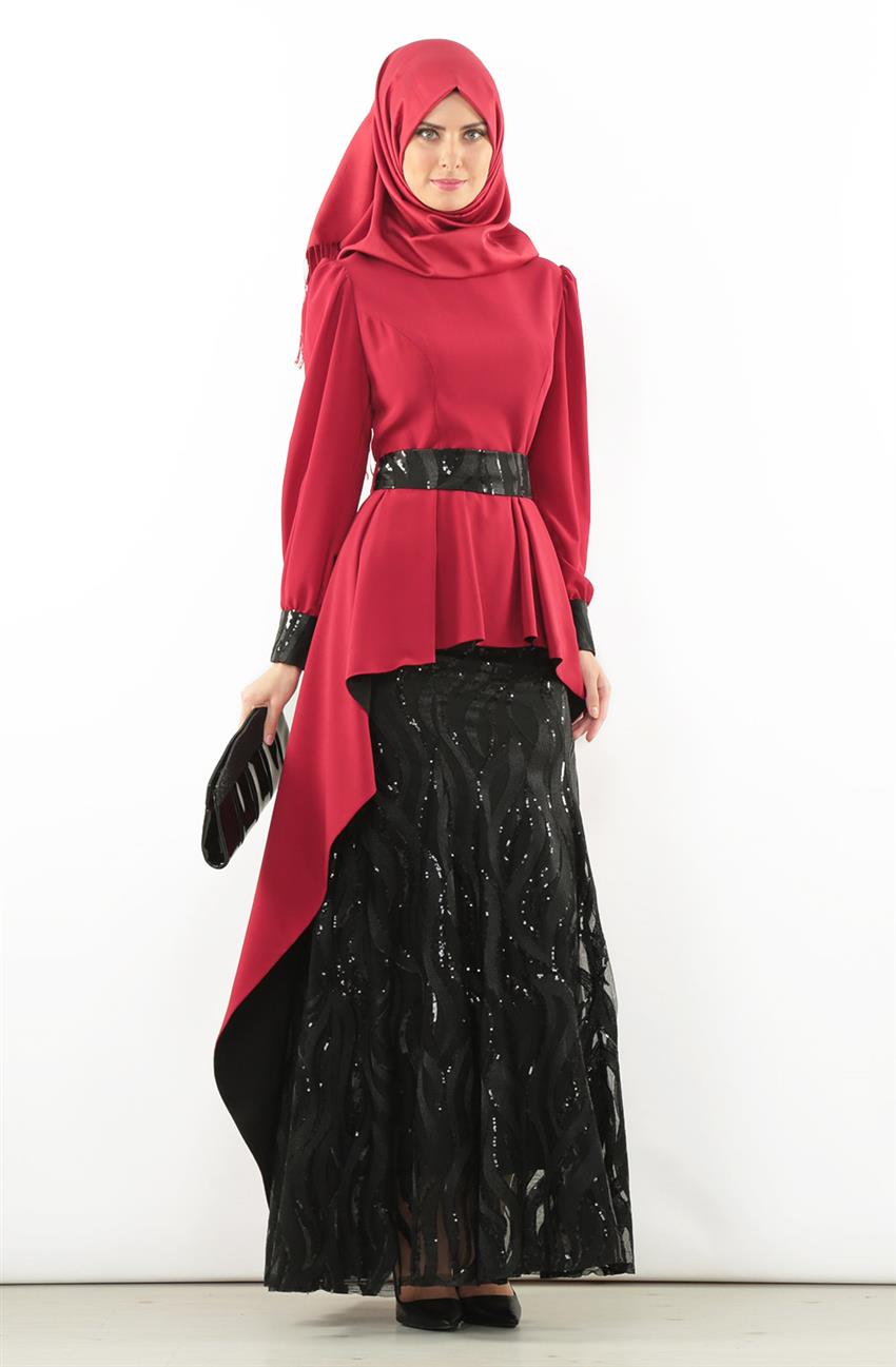 Evening Dress Dress-Claret Red 5616-67