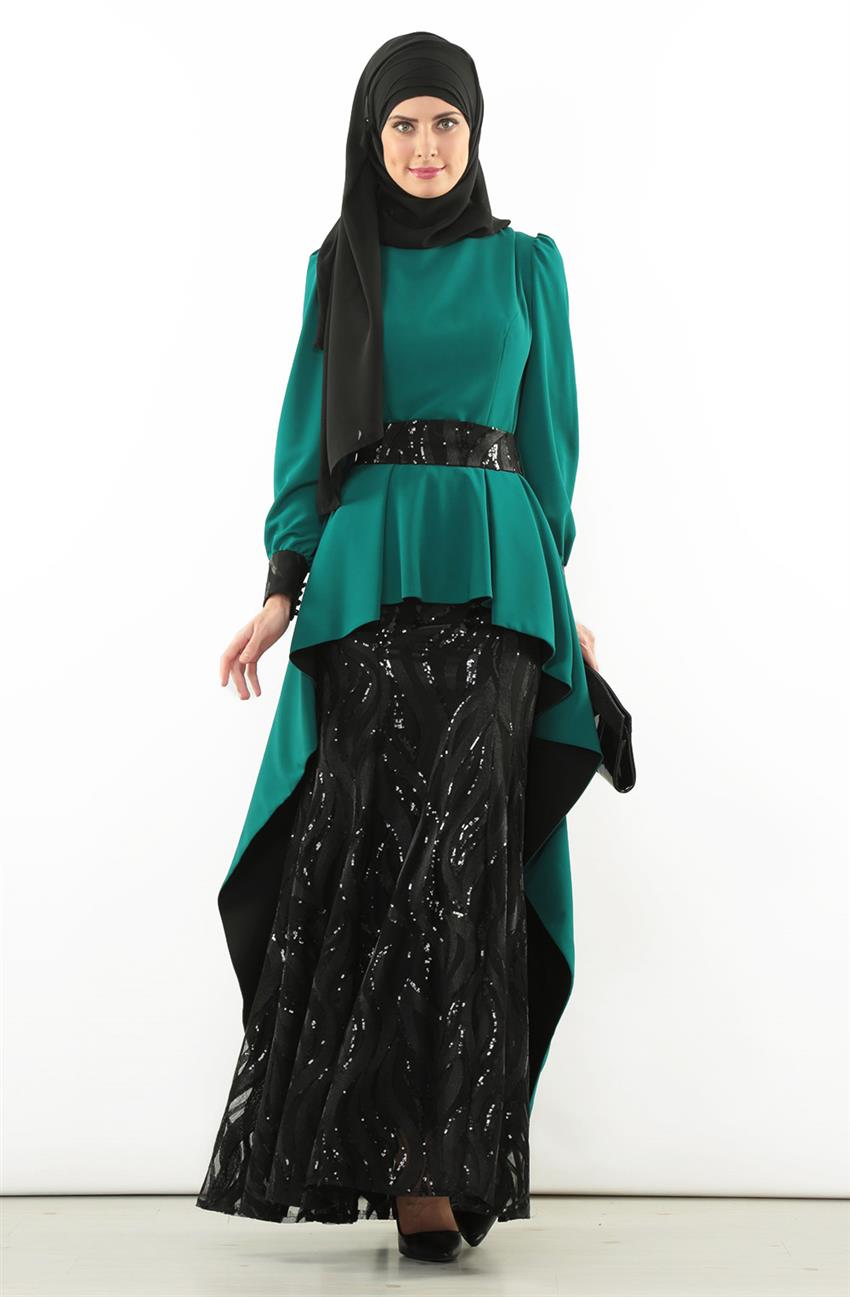 Evening Dress Dress-Black Oil 5616-0156