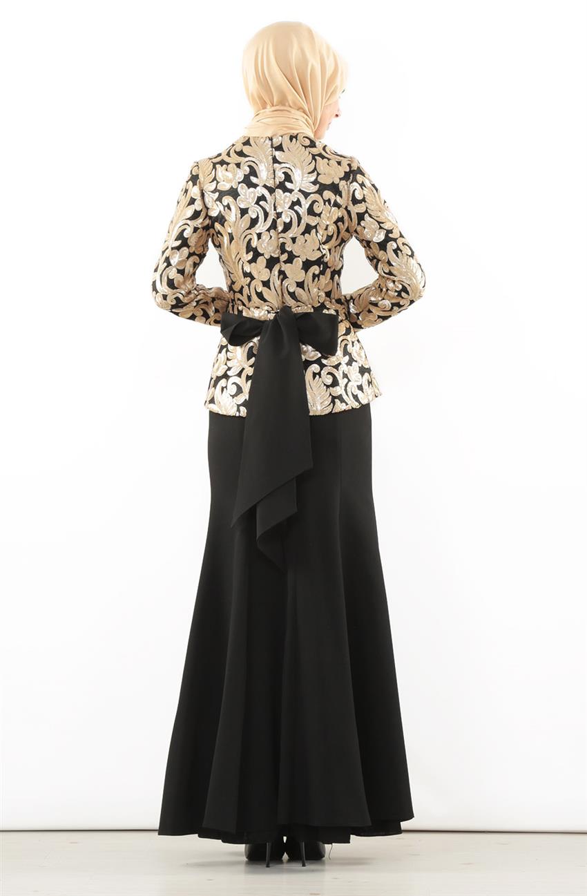 Evening Dress Dress-Black Gold 5650-0193
