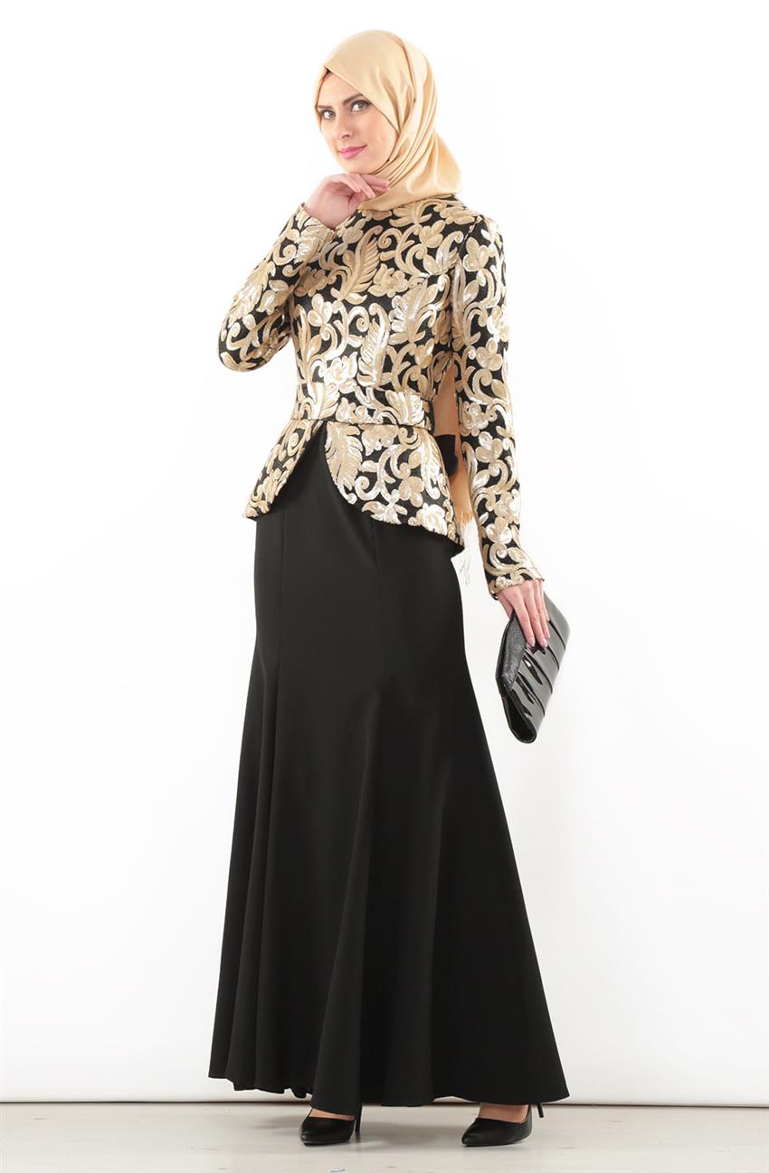 Evening Dress Dress-Black Gold 5650-0193