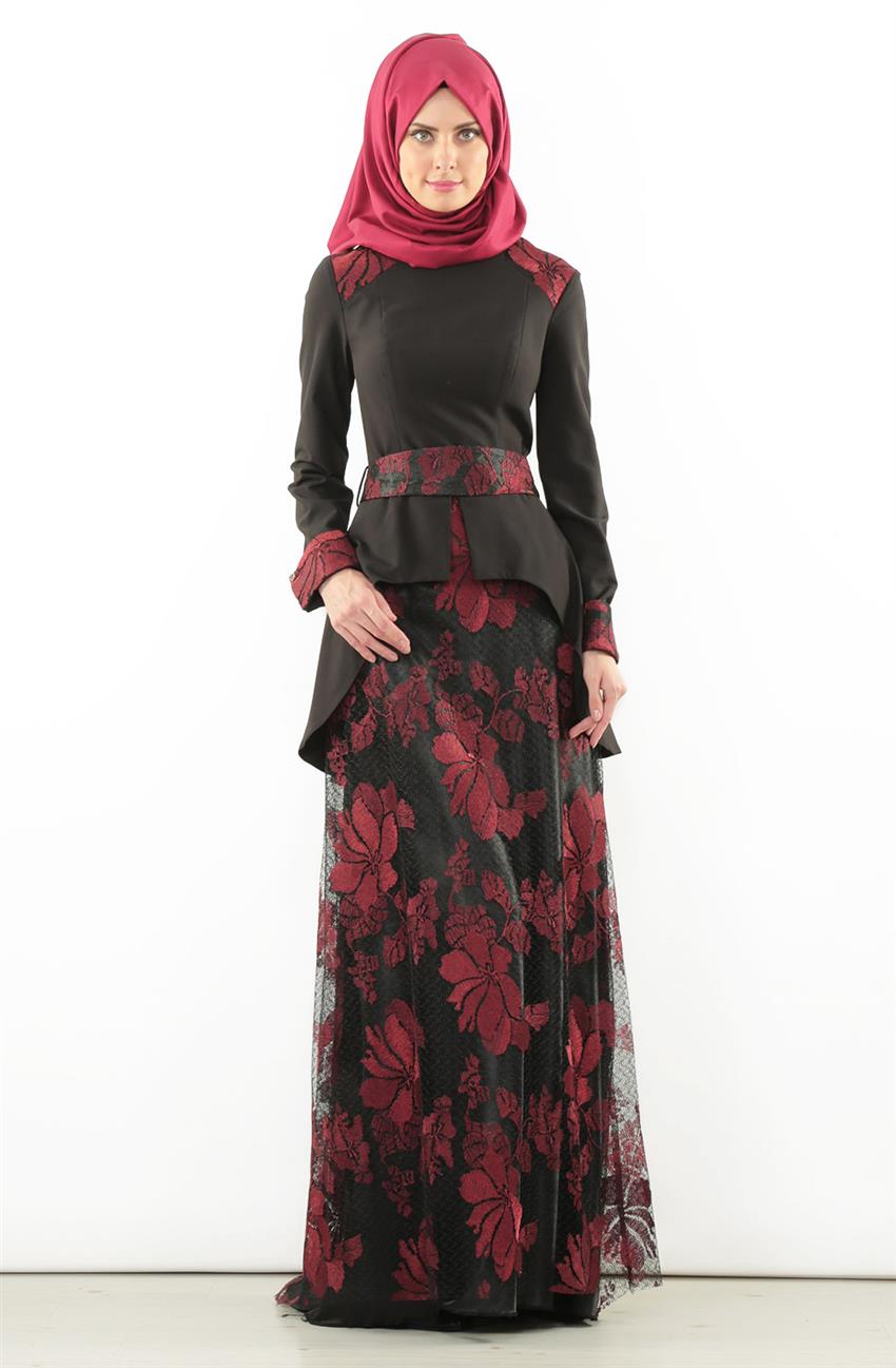 Evening Dress Dress-Claret Red 5702-67