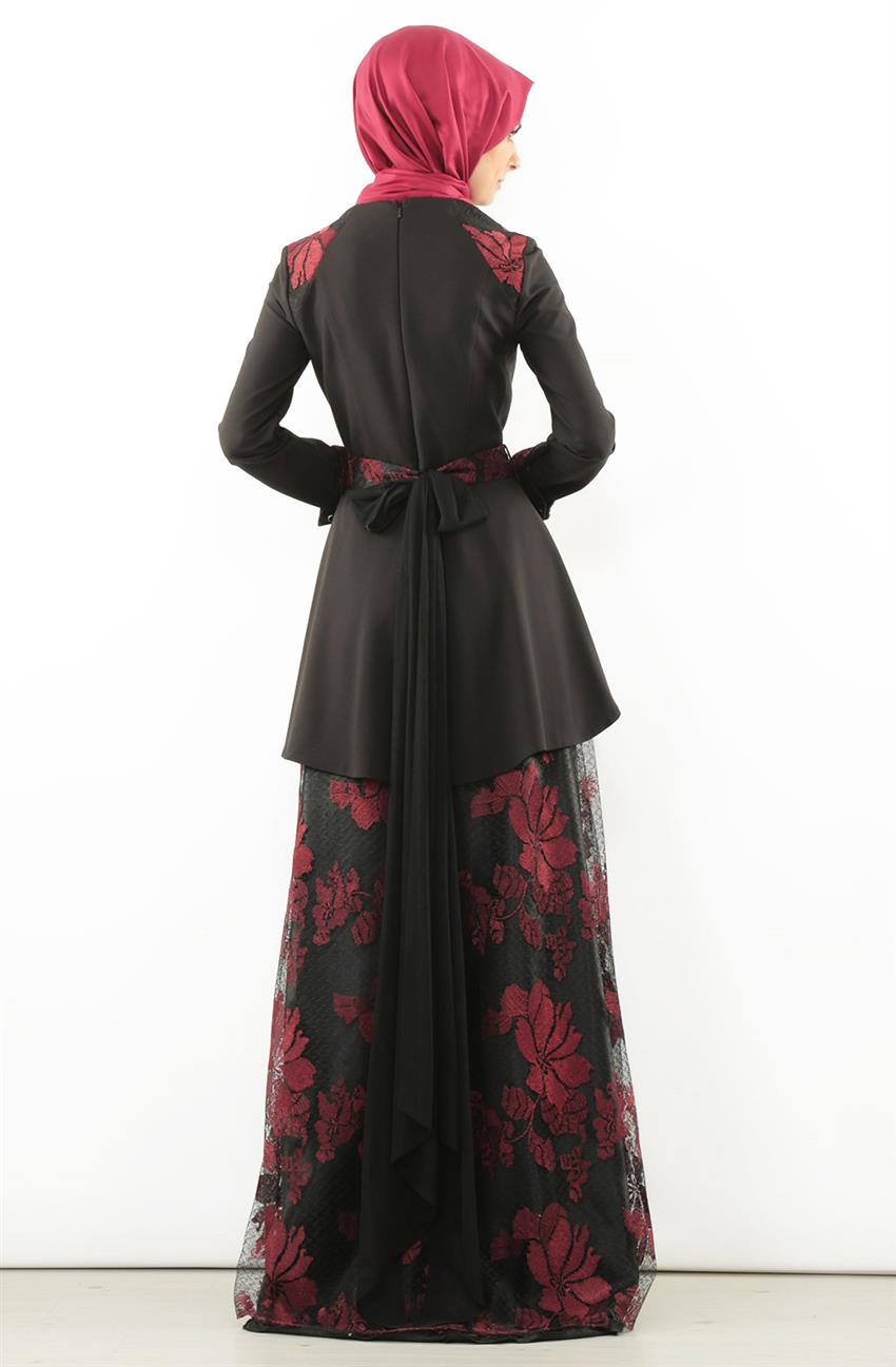 Evening Dress Dress-Claret Red 5702-67