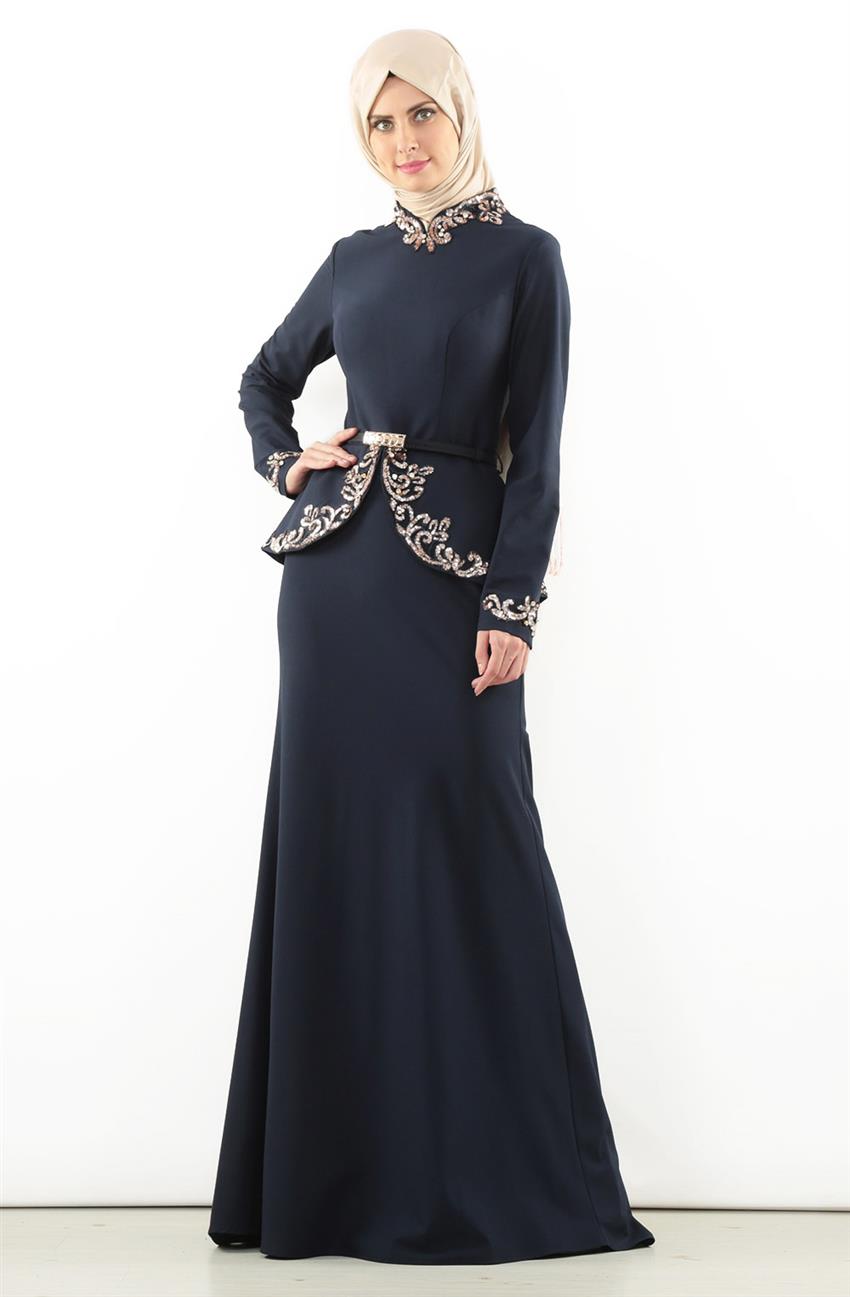 Evening Dress Dress-Navy Blue 5703-17