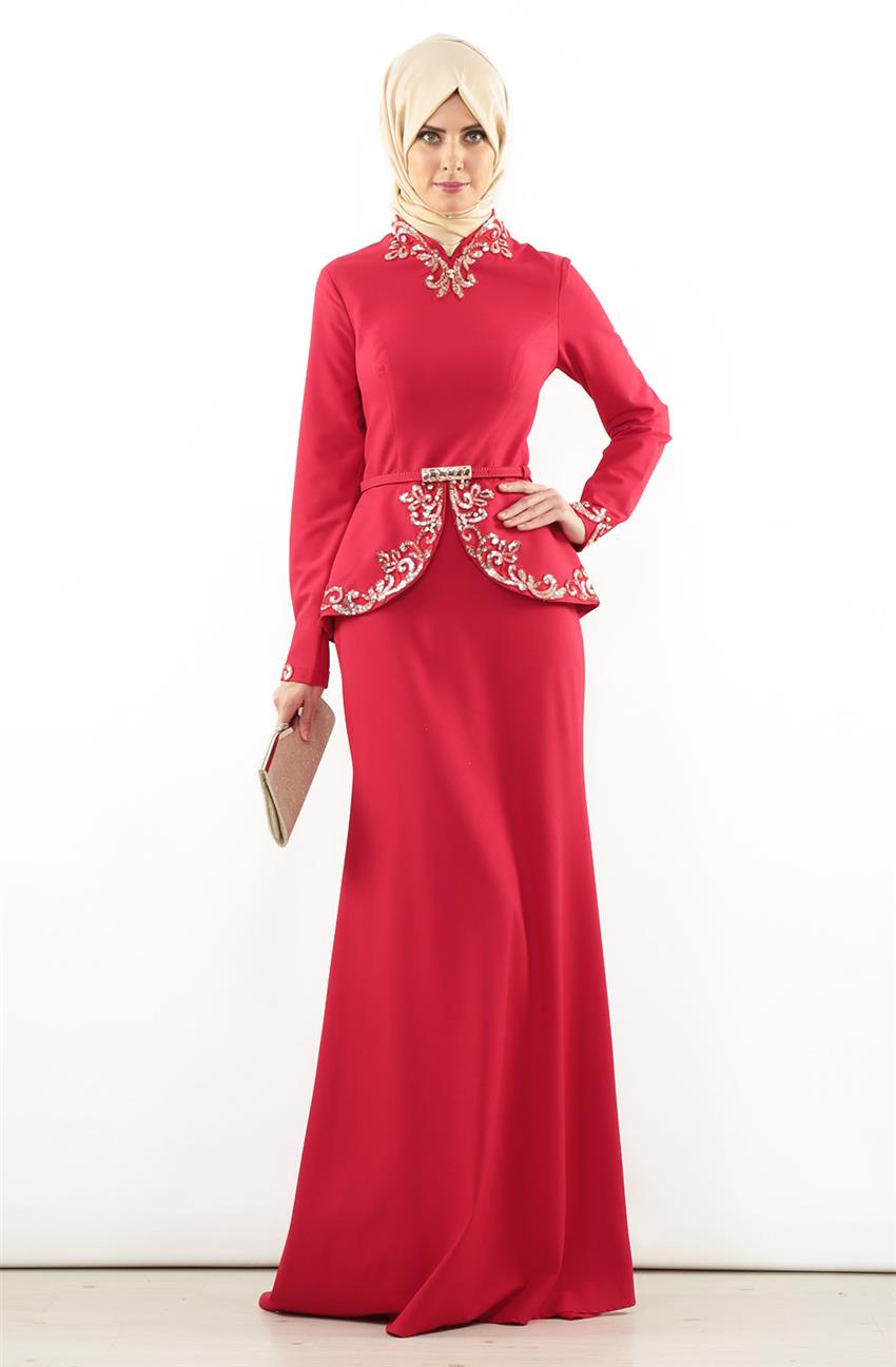 Evening Dress Dress-Red 5703-34