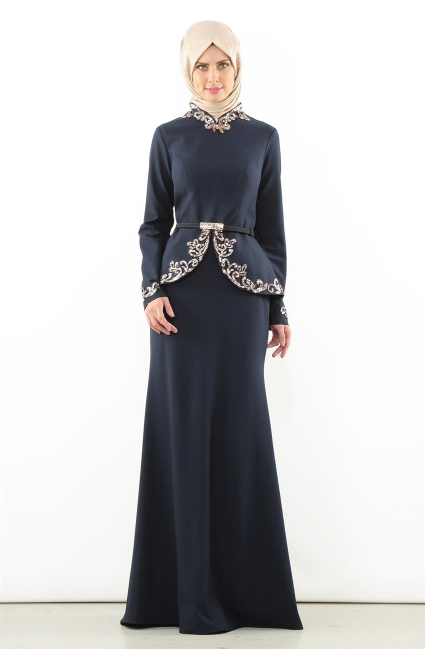 Evening Dress Dress-Navy Blue 5703-17