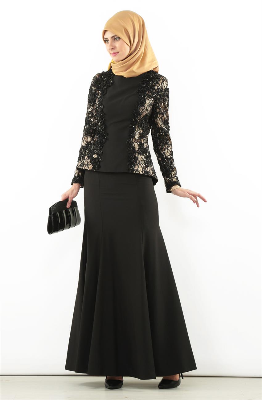 Evening Dress Dress-Black Gold 5730-0193