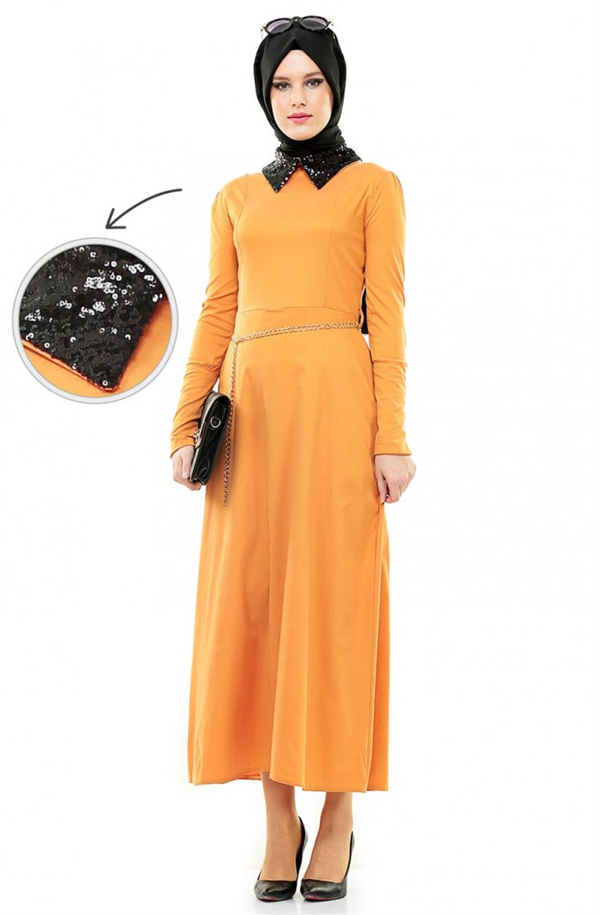 Evening Dress Dress-Mustard 0027-55