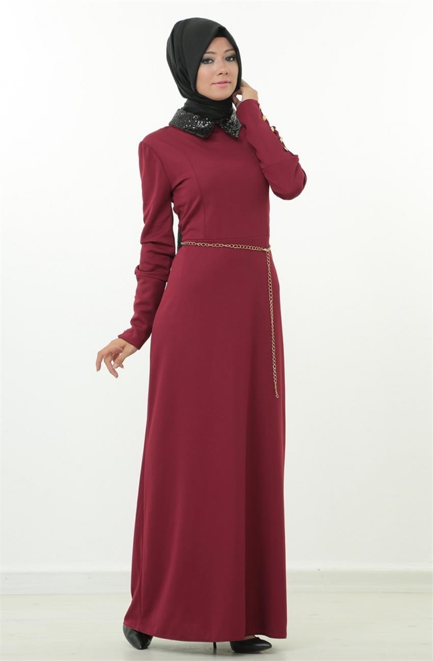 Evening Dress Dress-Claret Red 0027-67