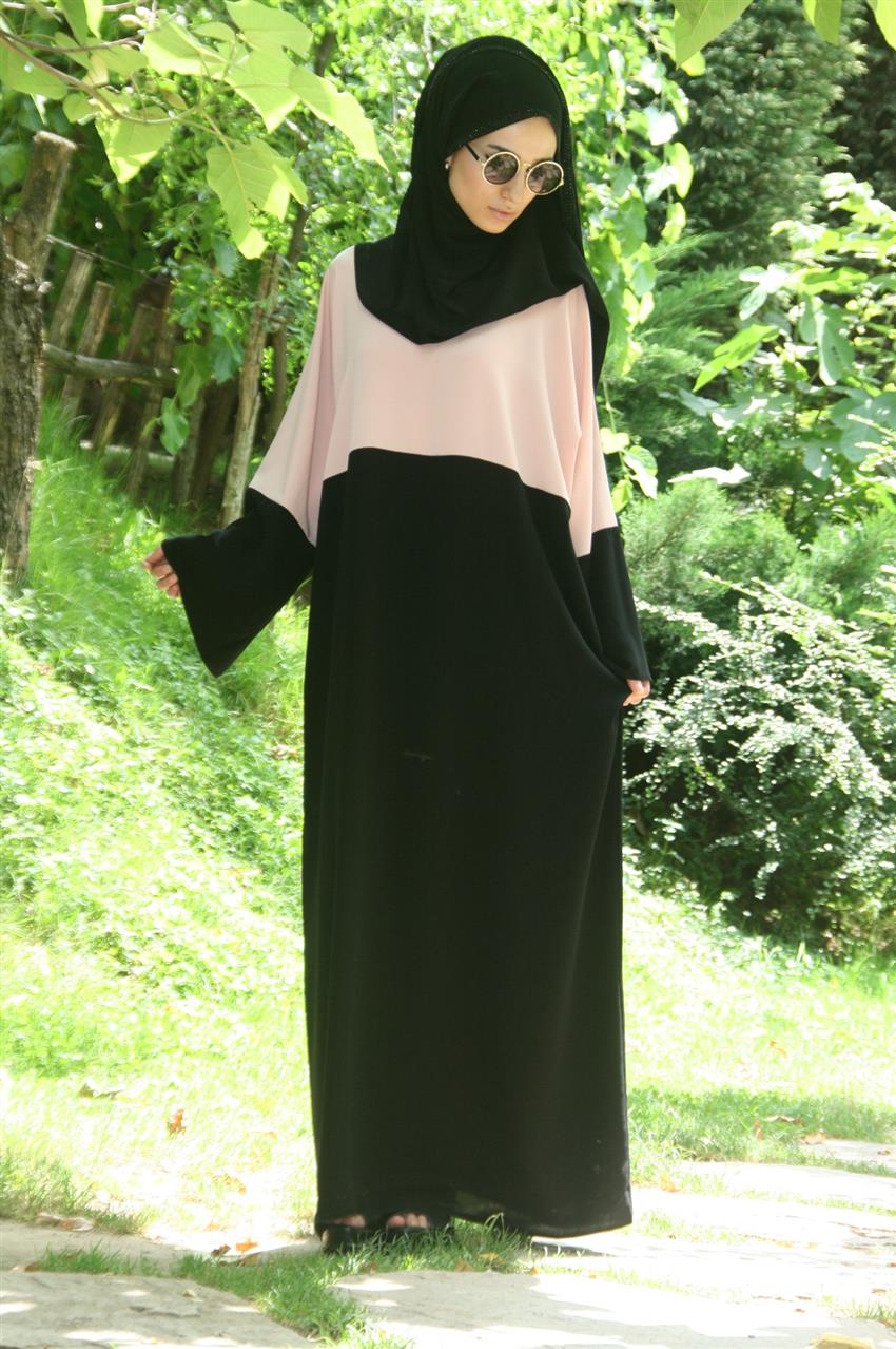 Medine Somon Elbise Siyah 601-7301