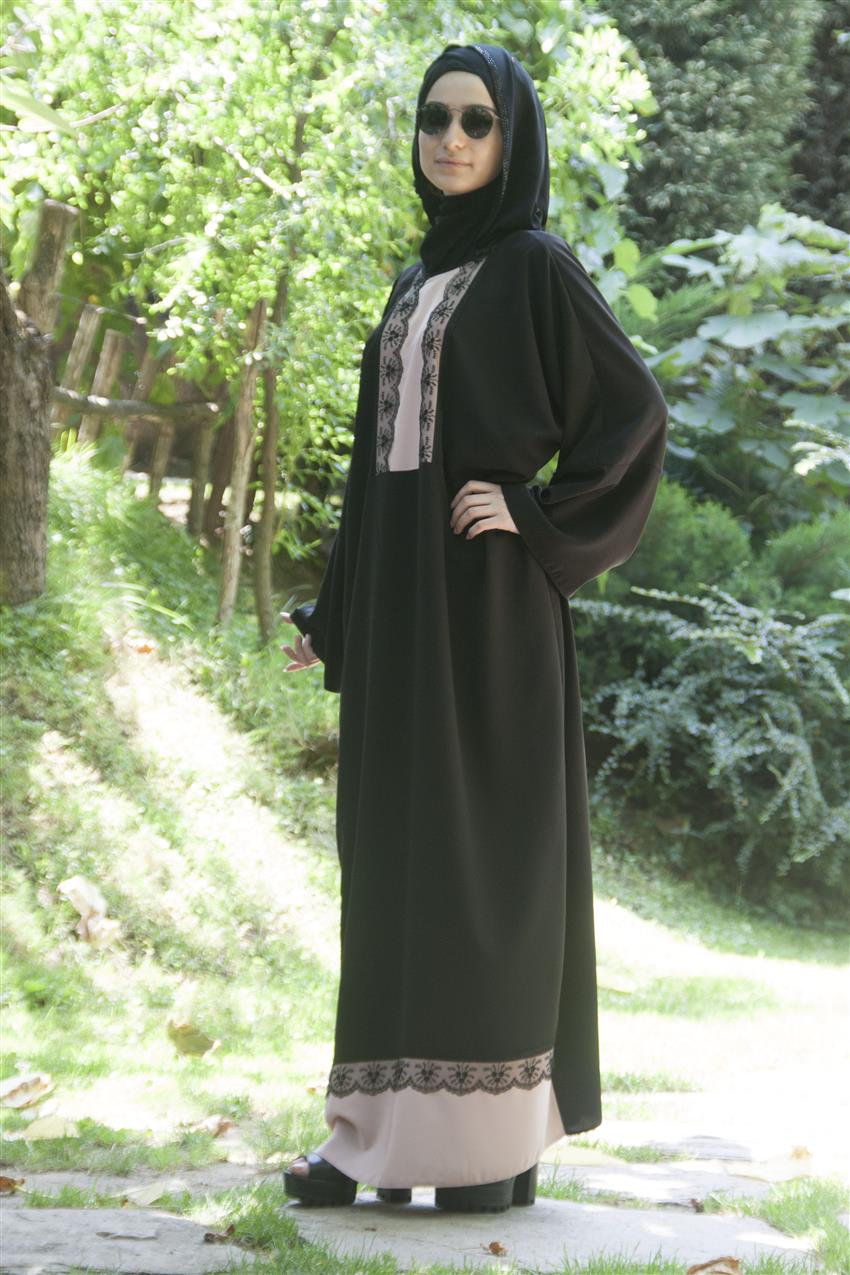 Sahra Somon Elbise Siyah 606-7301