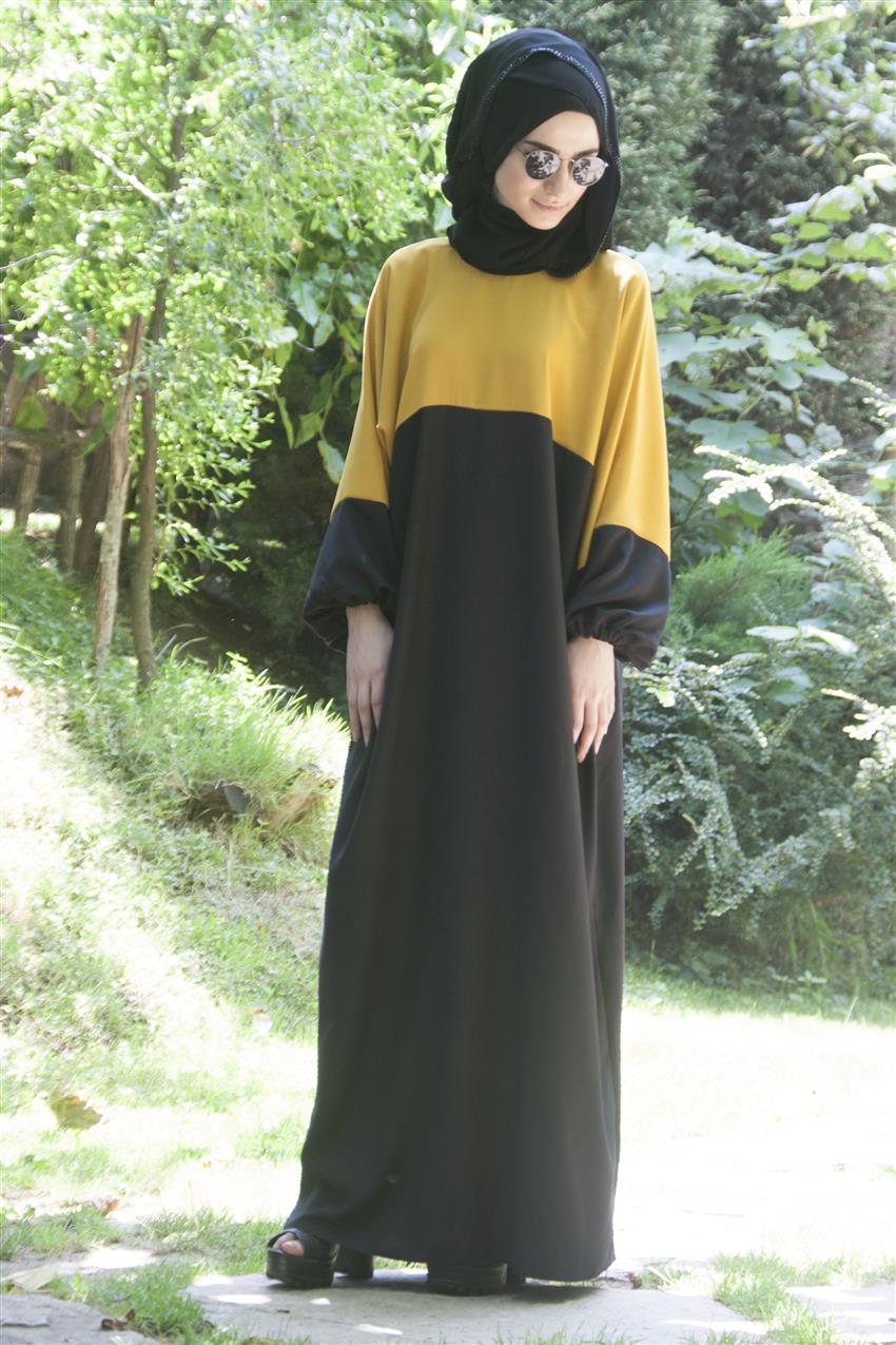 Sarı Elbise Siyah 702-2901
