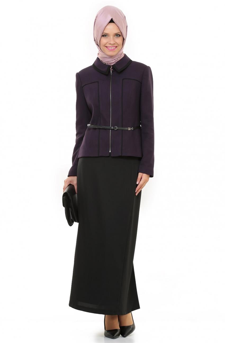 Suit Skirtli-Purple Black KA-A3-16026-2412