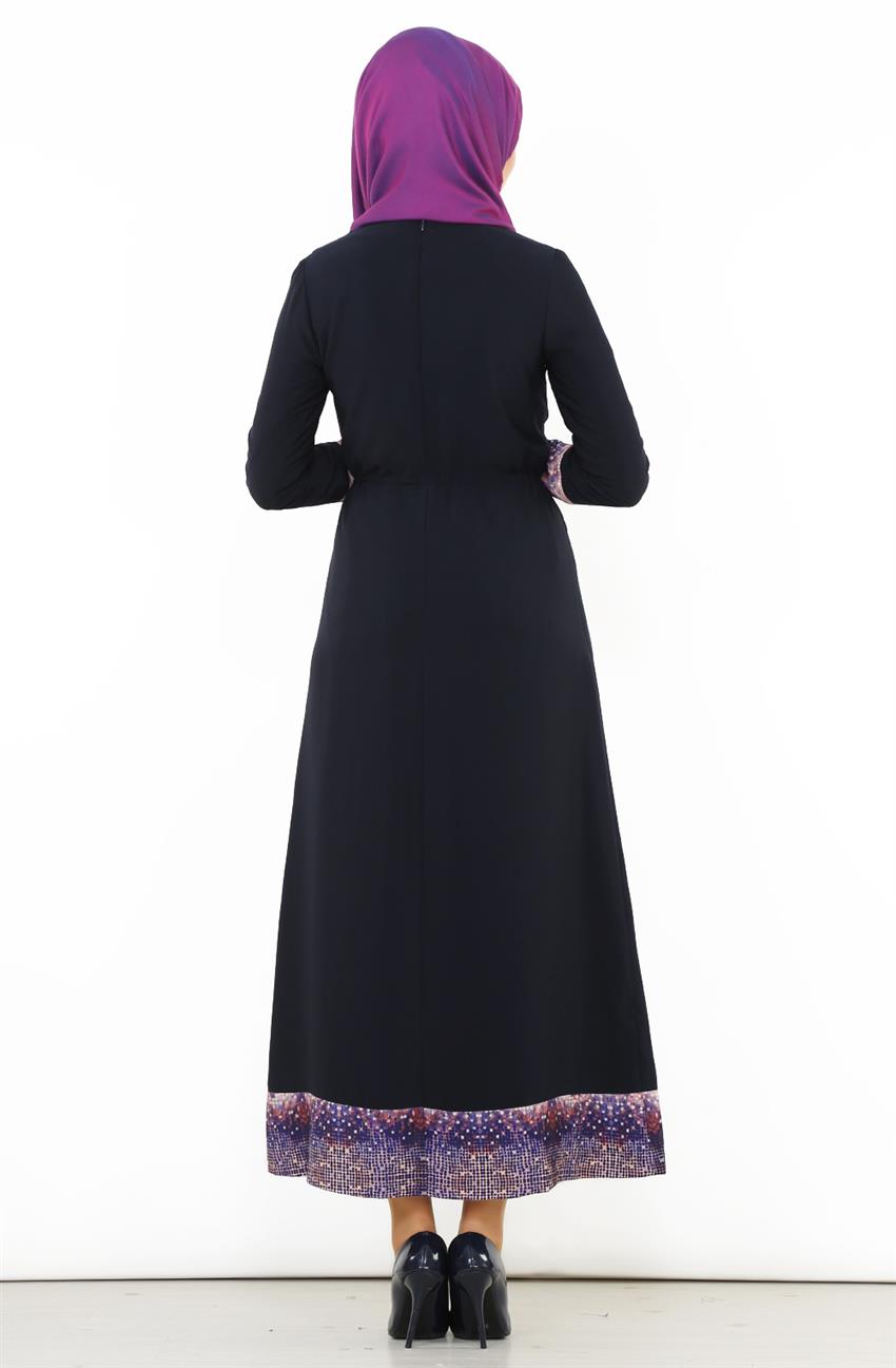 Kolye Aksesuarlı Lacivert Elbise DO-B6-63003-11