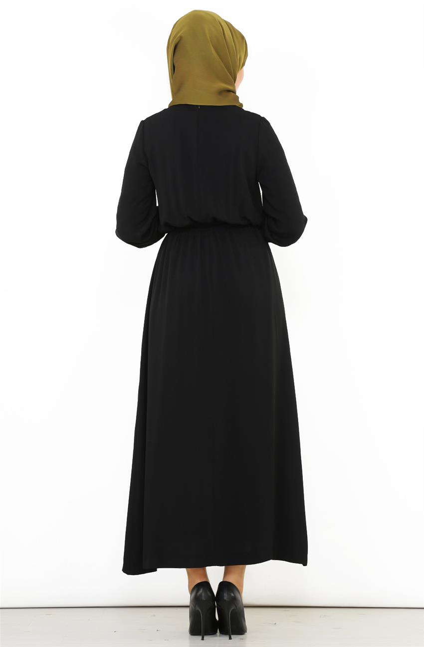 Kolye Aksesuarlı Siyah Elbise DO-B6-63015-12