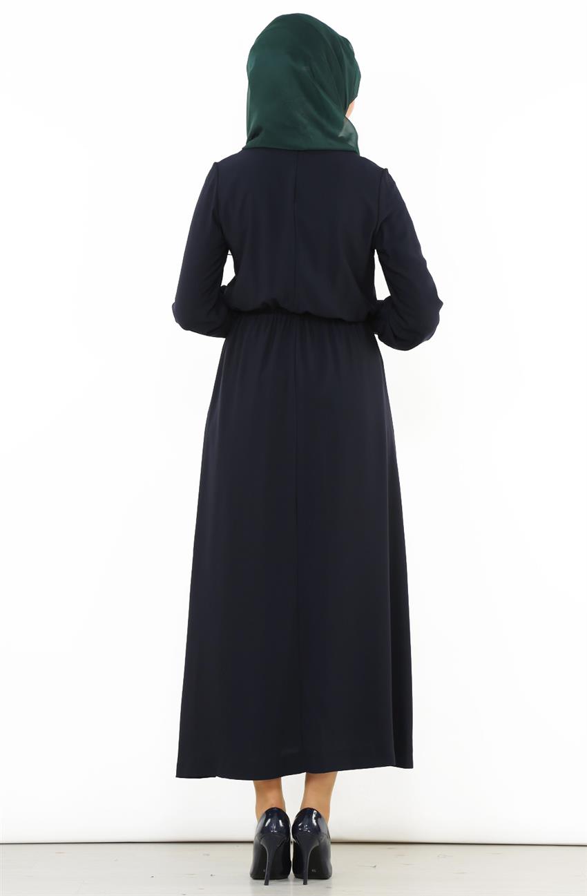Kolye Aksesuarlı Lacivert Elbise DO-B6-63015-11