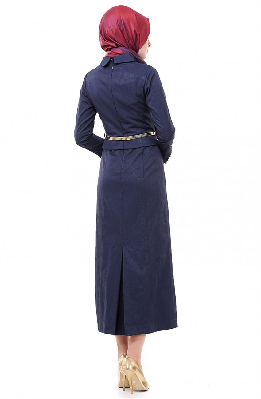Nervür Detaylı Lacivert Elbise KA-B4-23056-11