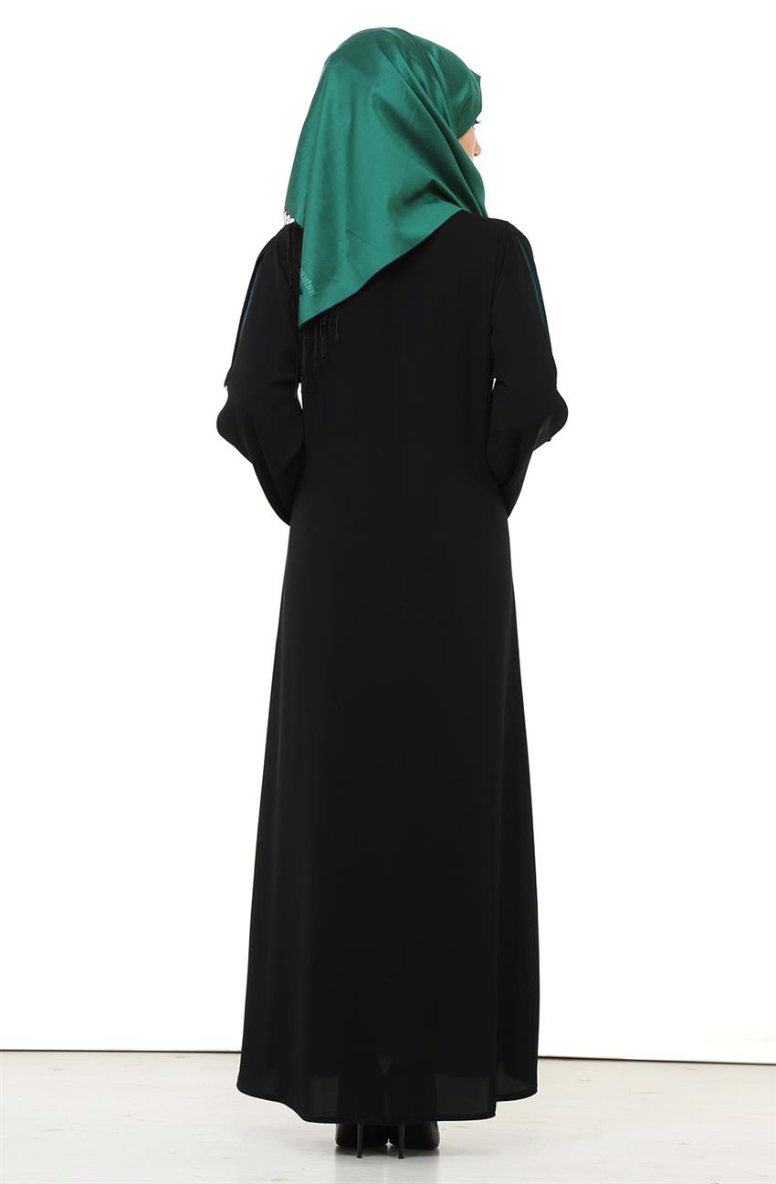 Abaya-Black Green 6791-0121