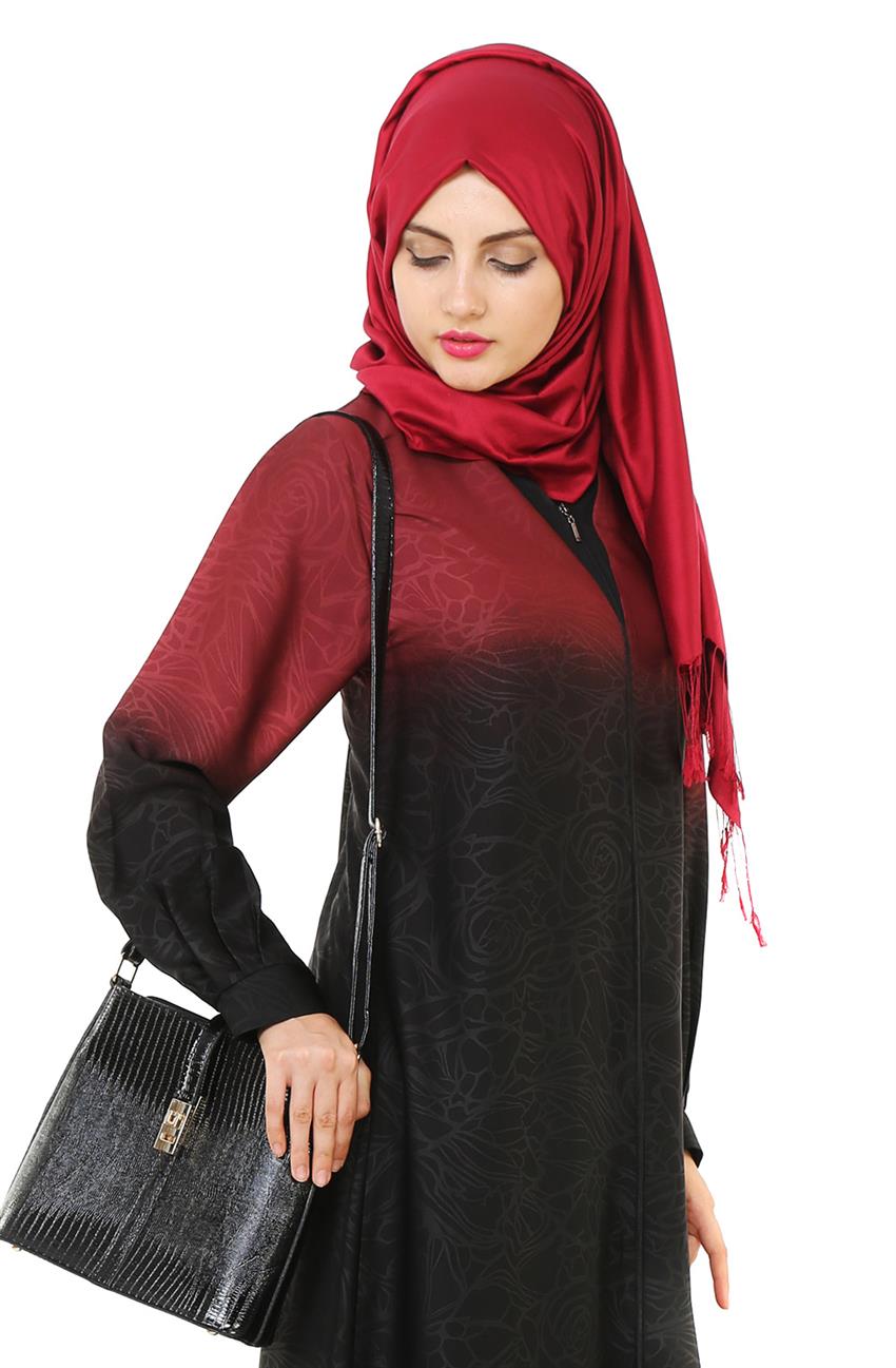 Abaya-Claret Red Black 6799-6701