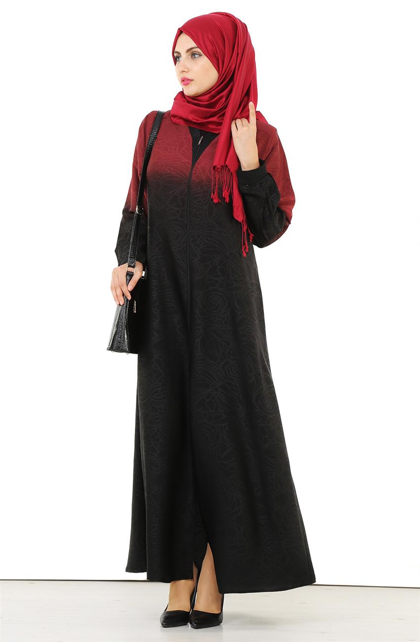 Abaya-Claret Red Black 6799-6701