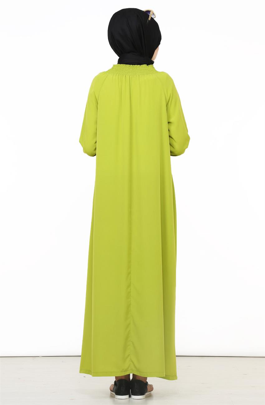 Fiyonk Bağlamalı Elbise-Fıstık Yeşili F-354-23