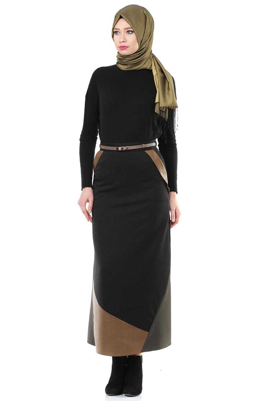 Skirt-Black Khaki KA-A5-12065-1221