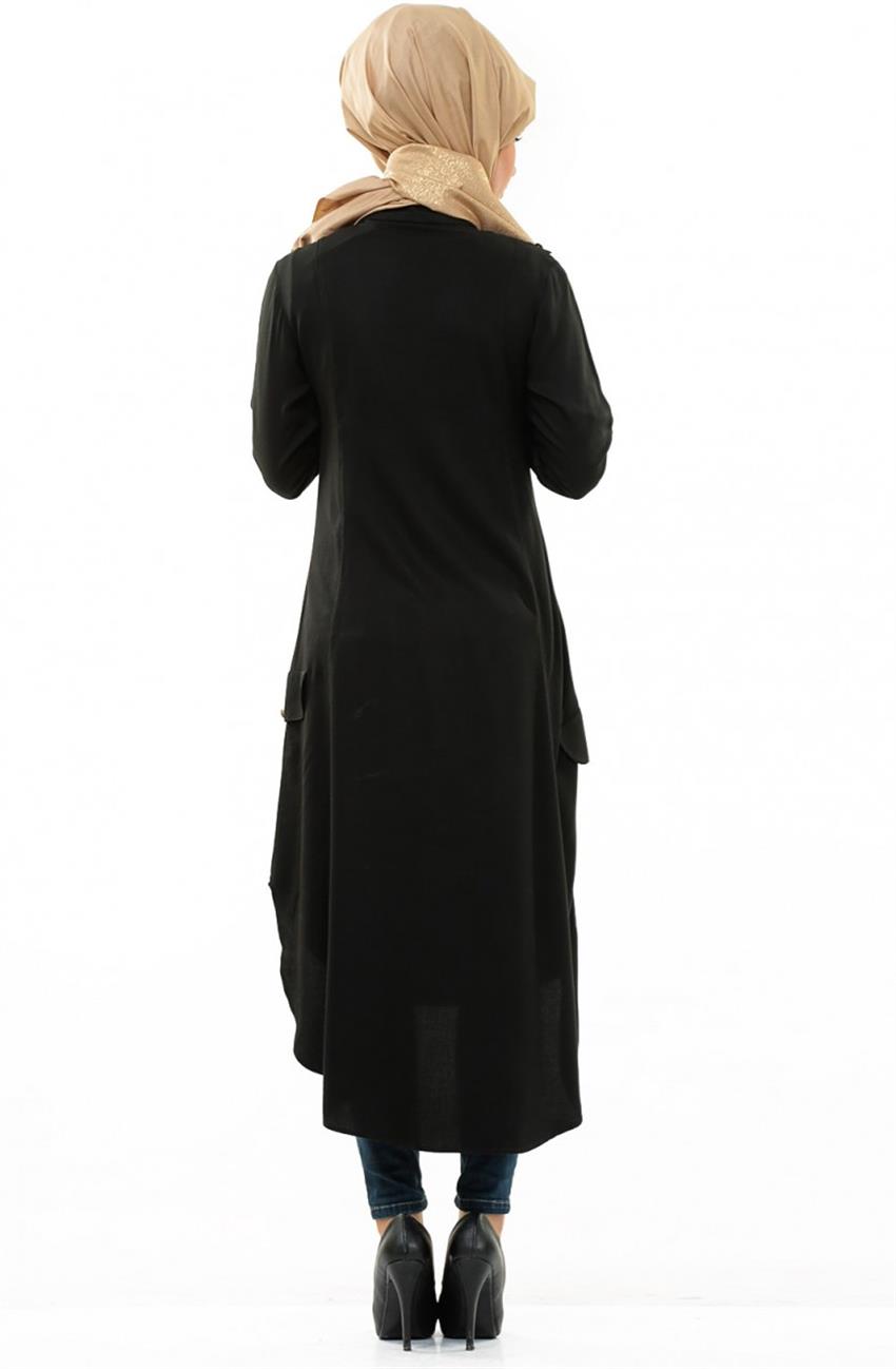 Moda Şahika Uzun Siyah Tunik 2059-01