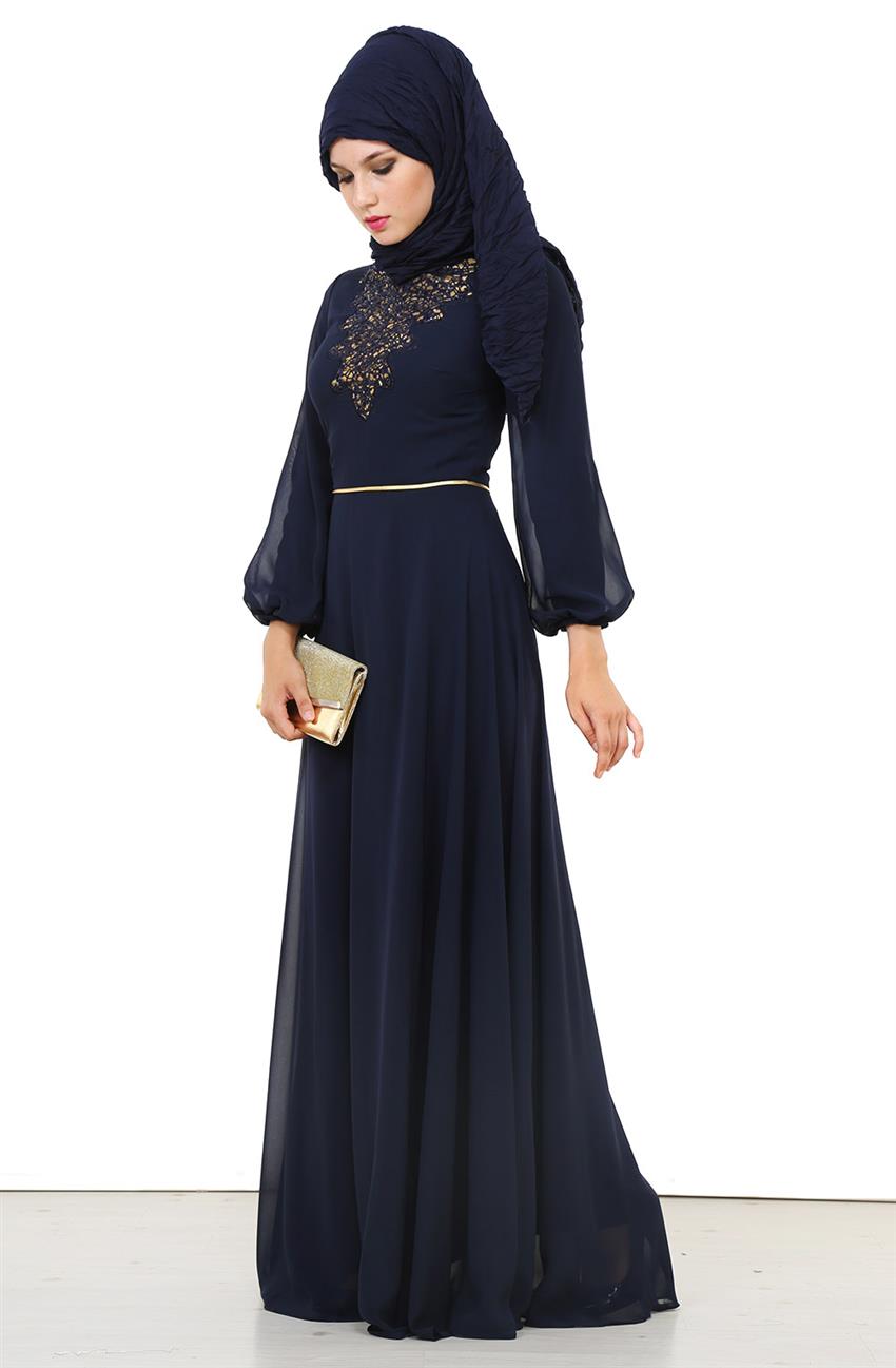 Evening Dress Dress-Navy Blue 2030-17
