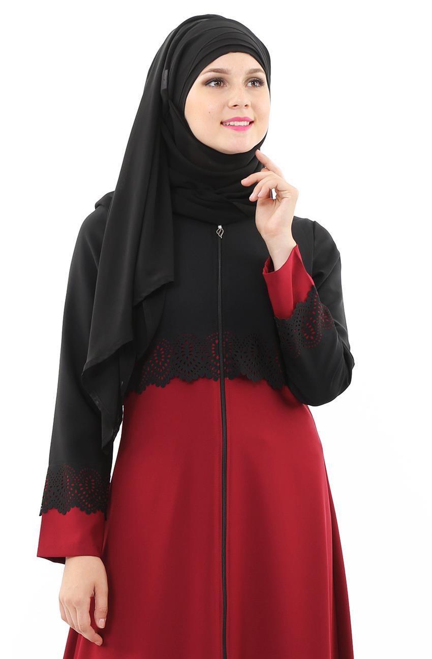 Abaya-Black Claret Red F-131-0167