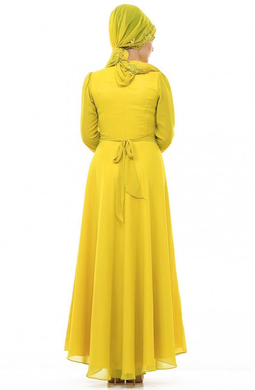 Evening Dress Dress-Fıstık Greeni 4547-23