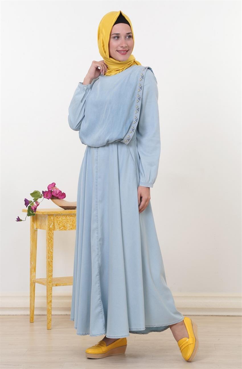Tuğba فستان-فاتح أزرق D7090-16