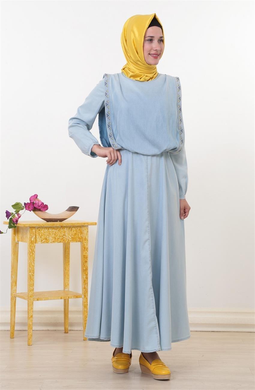Tuğba Dress-Açik Blue D7090-16