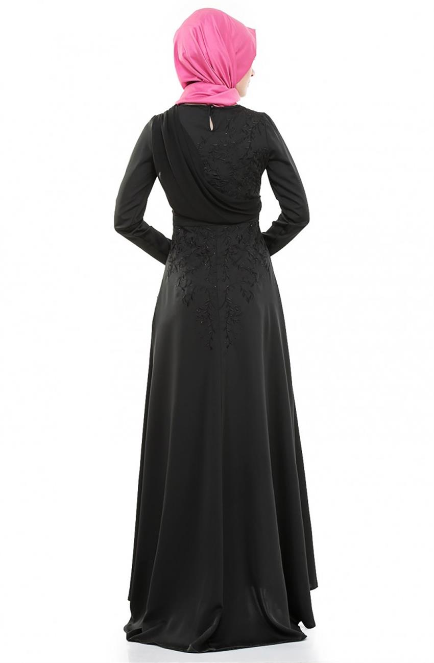 Tuğba فستان-أسود D7123-09