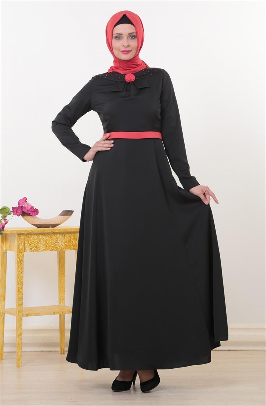Tuğba Dress-Black D7129-09