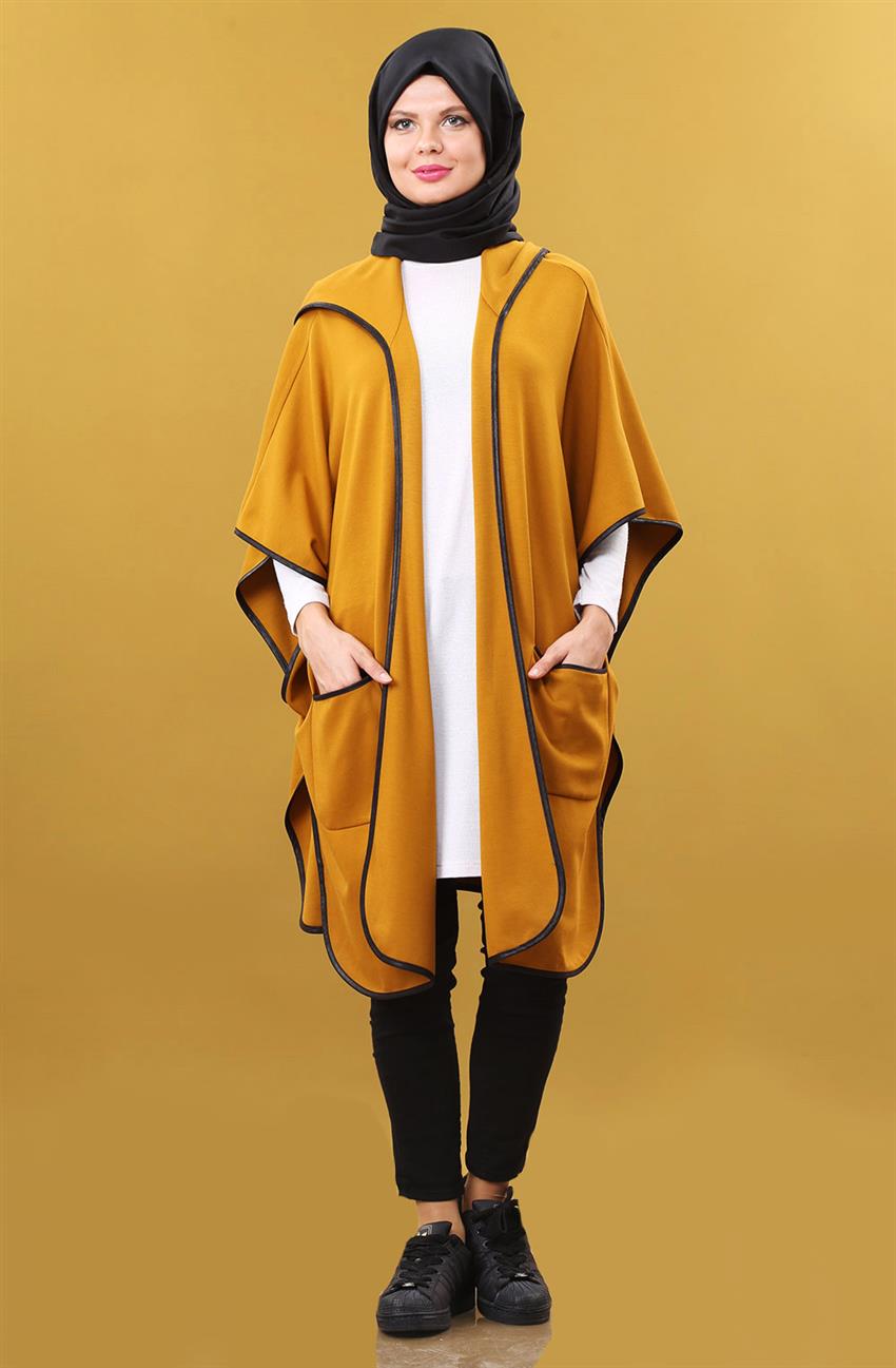 Kapişonlu Kimono-Safran G7181-56