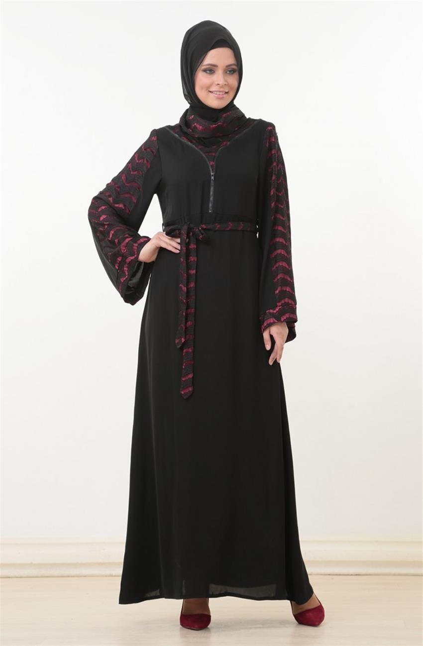 Dress-Claret Red Black 494-6701