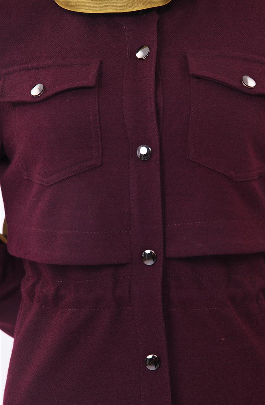 Nihan Outerwear-Claret Red T4141-30