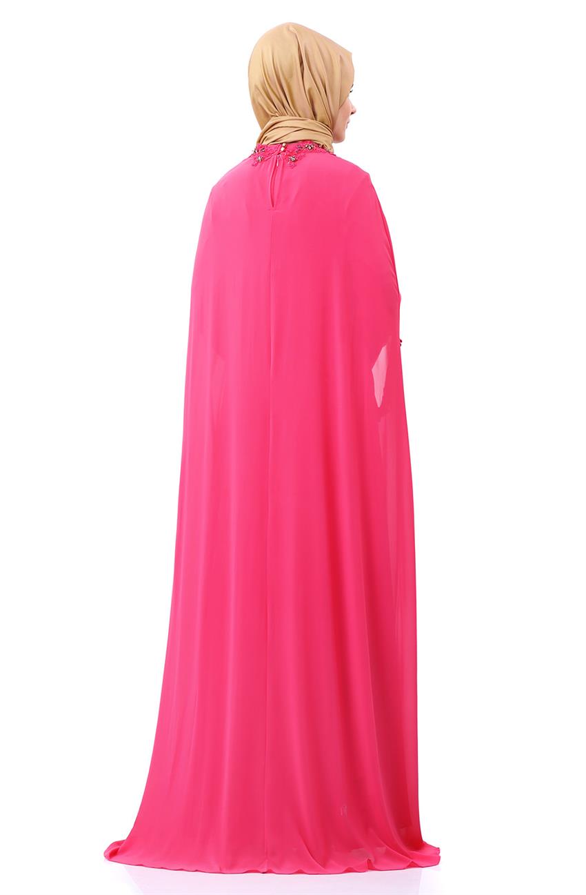 Şifon Detaylı Abiye Nar Elbise Çiçeği KA-A4-23018-107