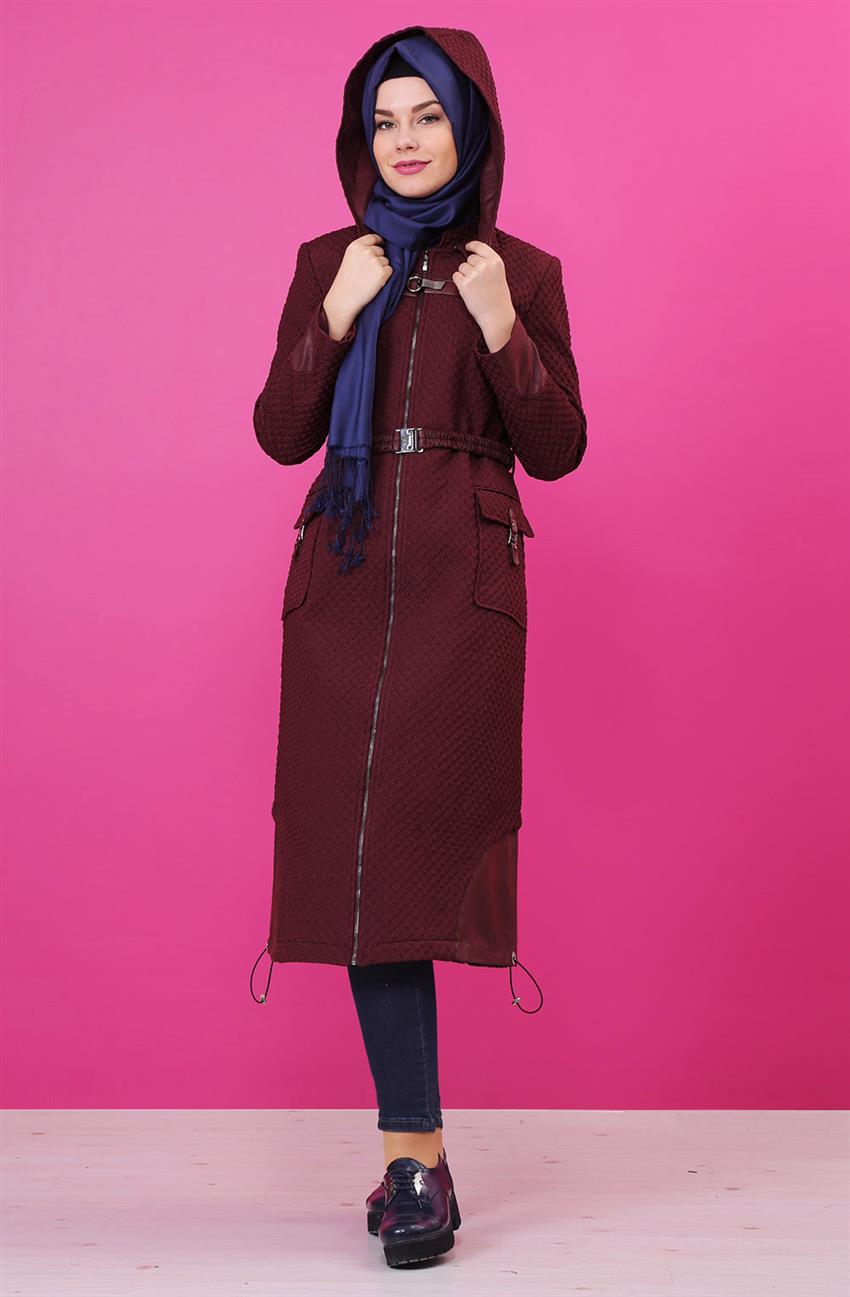 Nihan Outerwear-Claret Red T2082-30