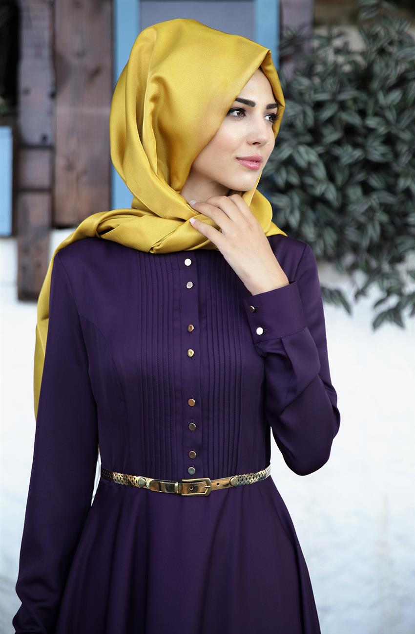 Efruz Nervürlü Dress-Purple 2063-45