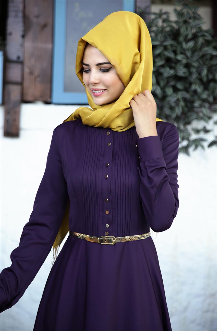 Efruz Nervürlü Dress-Purple 2063-45