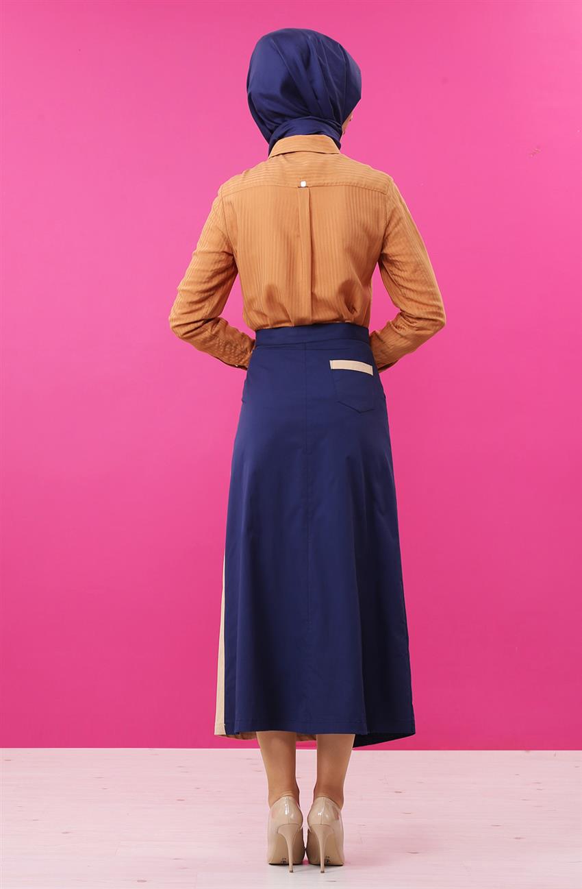 Skirt-Navy Blue Camel KA-B6-12111-1106